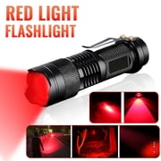 Mini Red LED Flashlight - Portable Clip On Flashlight, High Lumen Adjustable Zoom Flashlight with Clip, Aluminum EDC Flashlight for Astronomy Campi...