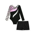 thumbnail image 5 of CHICTRY Kids Girls 2Pcs Sports Suit Gymnastic Outfit Cartoon Horse Print Leotard with Shorts for Workout Dance A Leopard 10, 5 of 7