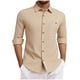 thumbnail image 2 of pstuiky Camisas de manga larga de invierno para hombre, Camisa tipo cárdigan de manga larga con botones y bolsillos informales de color liso para hombre salir tops s, 2 of 8