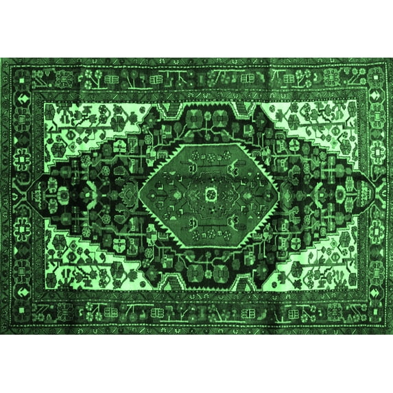 Ahgly Company Indoor Rectangle Persian Emerald Green Traditional Area Rugs, 4' x 6'