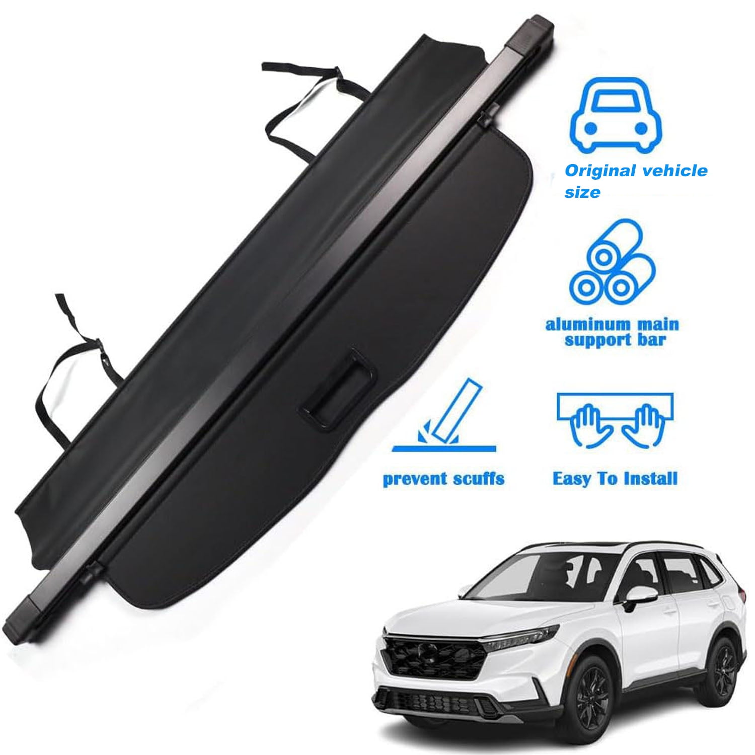 Fit Honda CR-V 2023 2024 2025 2026 No Gap Cargo Cover for 5-Seat 2023-2026 Honda CR-V SUV Accessory Retractable Rear Trunk Privacy Shield Shade, Black