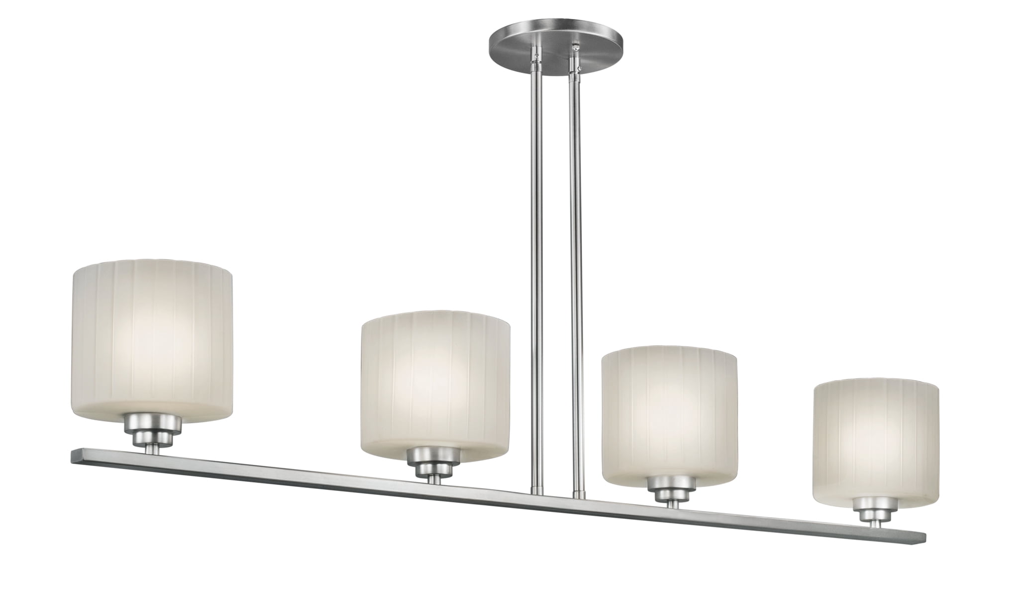 4Light Brushed Nickel Island Pendant with Frosted Ribbed Glass