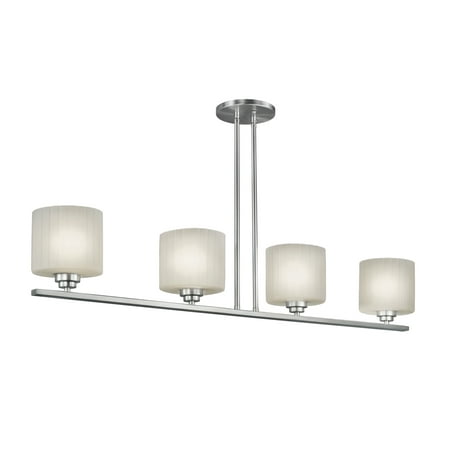 

4-Light Brushed Nickel Island Pendant with Frosted Ribbed Glass