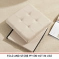 thumbnail image 5 of Ornavo Home 2 Pack 15 Inch Folding Storage Ottoman with Storage, Square Cube Linen Small Storage Ottoman Foot Rest Stool - Beige, 5 of 6