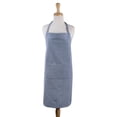 thumbnail image 3 of CC Home Furnishings 32" Blue Chambray Chef Kitchen Apron with Pocket and Extra Long Ties, 3 of 6