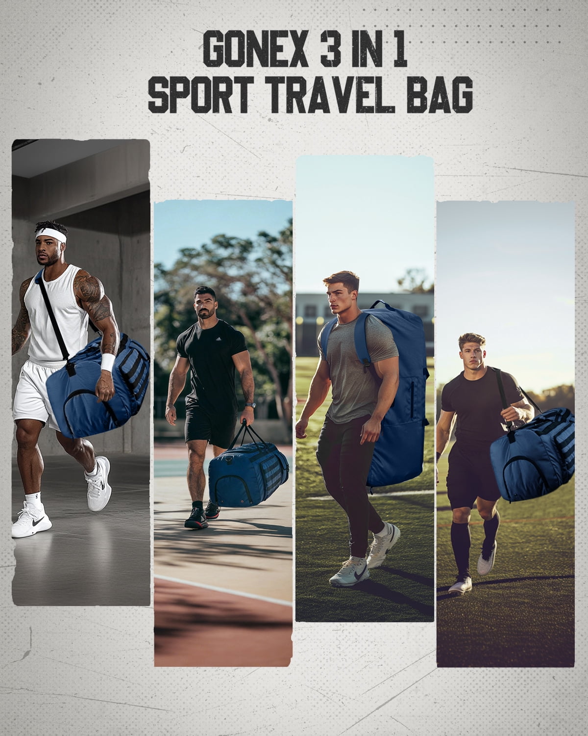 Gonex 130L Travel Duffel Bag for Men, 3 in 1 Extra Large Gym Bag Backpack with Shoes Compartment for Weekender Sports Workout