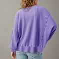 thumbnail image 4 of Patlollav Womens Round Neck Loose Soild Long Sleeve Sweatshirts, 4 of 6