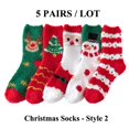 thumbnail image 1 of Calcetines cálidos de Invierno para mujer, medias mullidas de tubo medio, informales, gruesos, terciopelo Coral, Navidad, 5 pares, 1 of 4