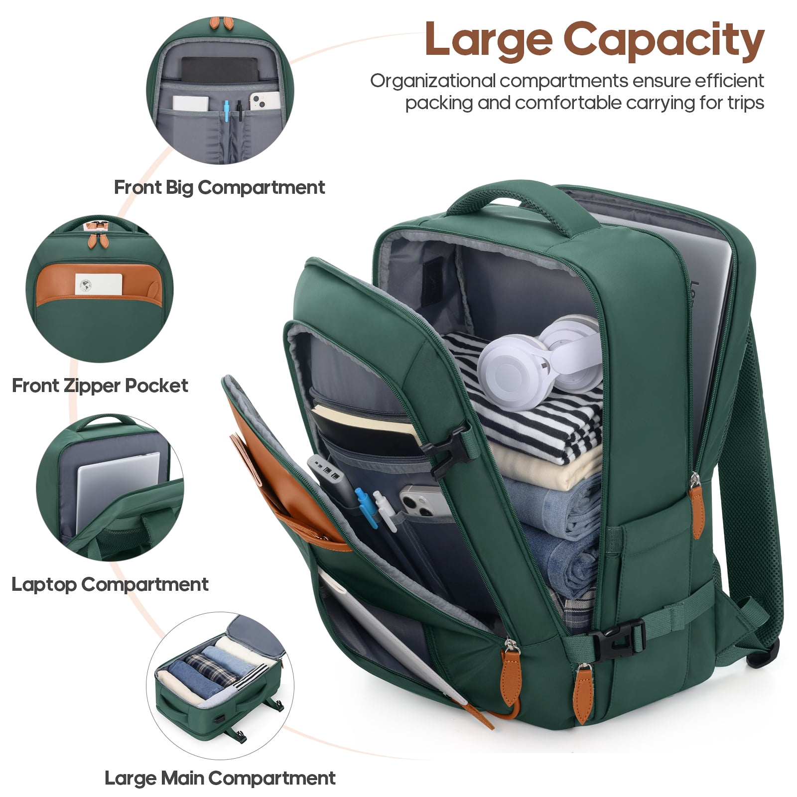 MIUSSE Carry on Luggage Set 3 Piece Hard Shell Luggage Sets with YKK Zipper Spinner Wheels TSA Lock Carry on with Backpack Set