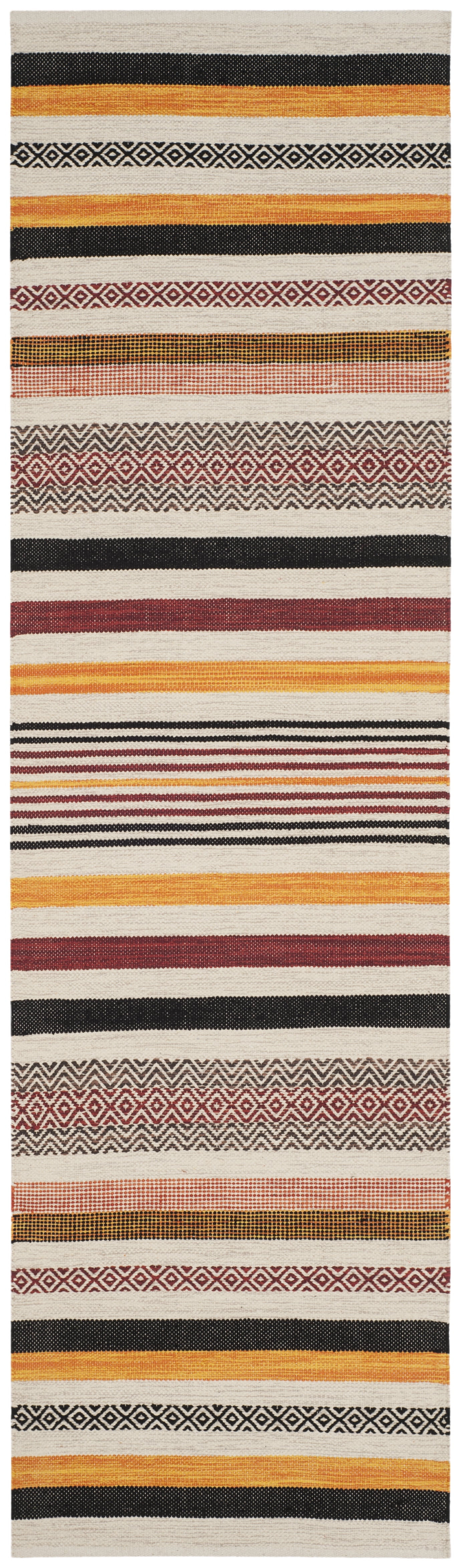 SAFAVIEH Montauk Crawford Striped Soft Braided Cotton Runner Rug, Red/Multi, 2'6" x 6'