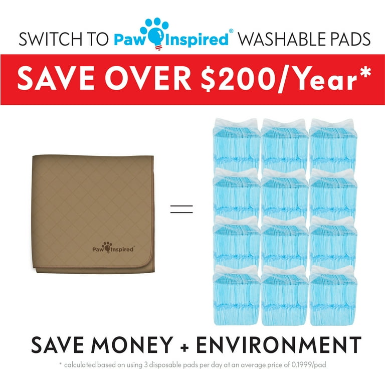 Paw Inspired Washable Pee Pads for Dogs Reusable Puppy Pads Waterproof Whelping Pads Washable Training Pet Pads Washable Pot