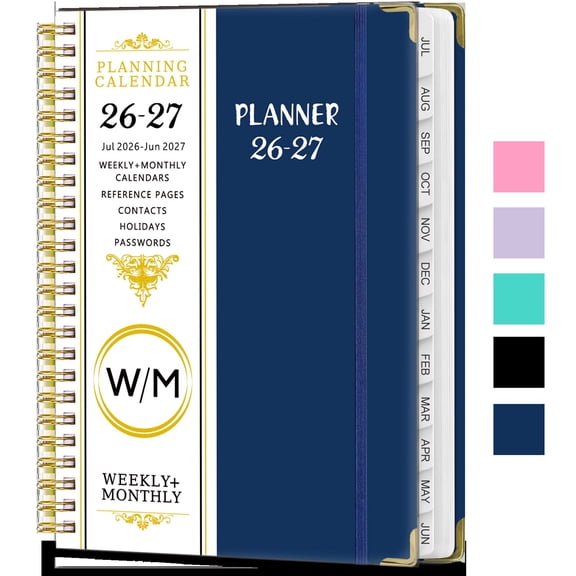 Bxaolu 2027 Appointment Book - July 2026 - June 2027,Academic Calendar with Weekly Monthly, 8.5'' x 15.8'', A5, 2027 Daily Planner Schedule Book with Tabs with Tabs, Hard Cover (Light Blue)