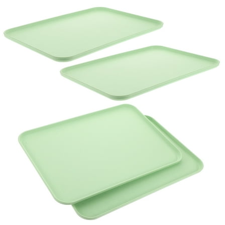 Masteelf 4pcs Reusable Plastic Lunch Tray For Cafeteria And Restaurant Green Rectangular Serving Tray For Fast Food Trays For Serving Food