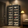 thumbnail image 5 of JEKO&JEKO 10-Tier Double Column Foldable Shoe Storage Cabinet with Magnetic Doors, Holds 40 Pairs, Black, 5 of 5