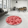 thumbnail image 3 of Ahgly Company Indoor Round Patterned Ferrari Red Area Rugs, 4' Round, 3 of 6