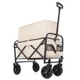 thumbnail image 6 of Enyopro 225LBS Collapsible Wagon Cart Foldable Utility Wagon with Wheels, Portable Lightweight Beach Wagon with Extra Storage, Heavy Duty Folding Wagon for Camping, Garden, Shopping, Beige, 6 of 9