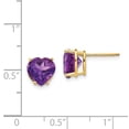 thumbnail image 3 of 14K Yellow Gold 8mm Heart Amethyst Stud Earrings, 3 of 7