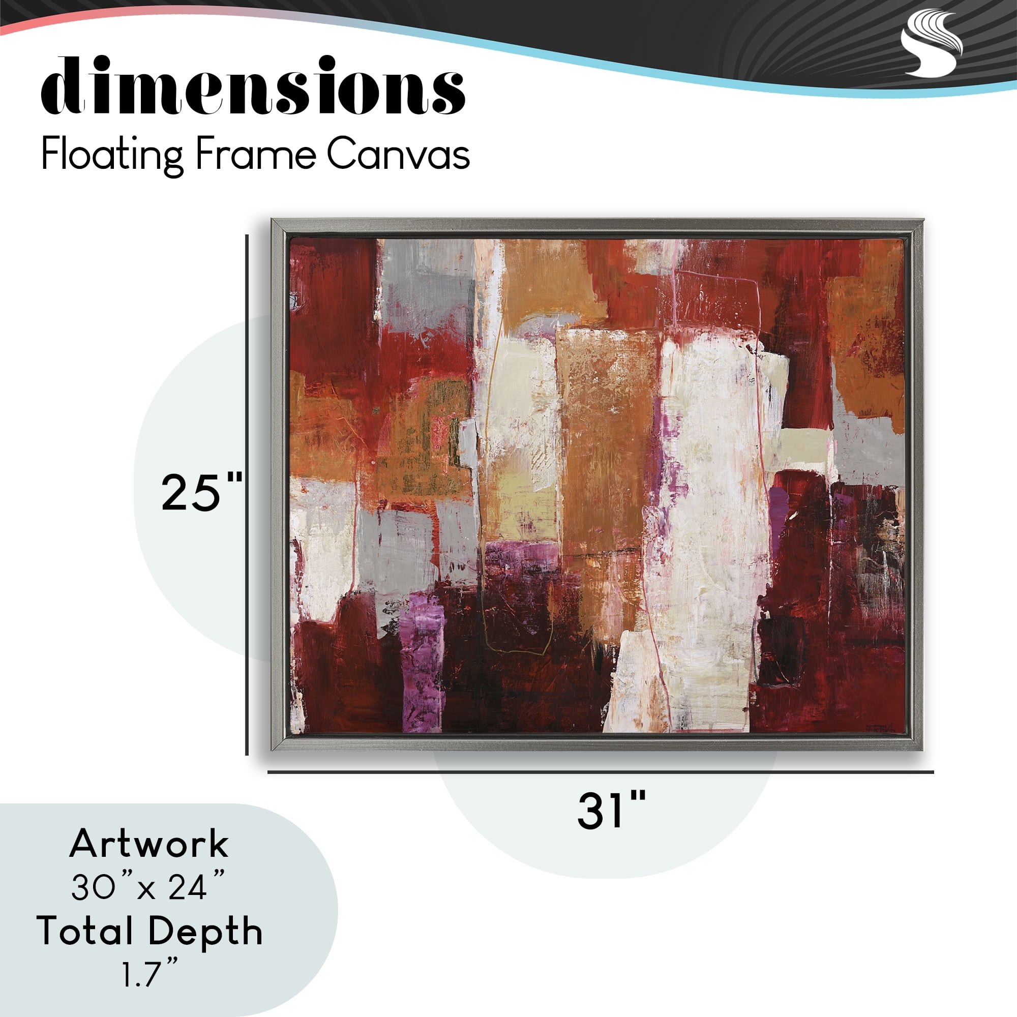 Deconstructed City Abstract Gray Framed Floater Canvas Wall Art, design by Design Fabrikken