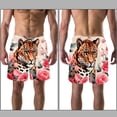 thumbnail image 3 of luoweisi Men's Beach Shorts Quick Dry Swim Trunks with Mesh Lining Rose and Leopard 2XL, 3 of 5