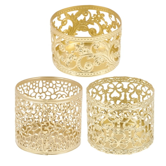 Zoyueyie 3Pcs Desktop Candlestick Iron Art Candle Holder Hollow-out Design Candlestick