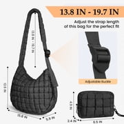 Puffer Tote Bags Adjustable Shoulder Strap Black