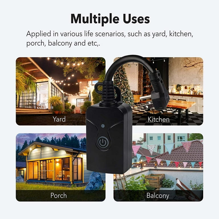 BN-LINK Wireless Remote Control Outlet with Extra Long Range, Smart Wi-Fi  Plug Outlet Compatible with Alexa 