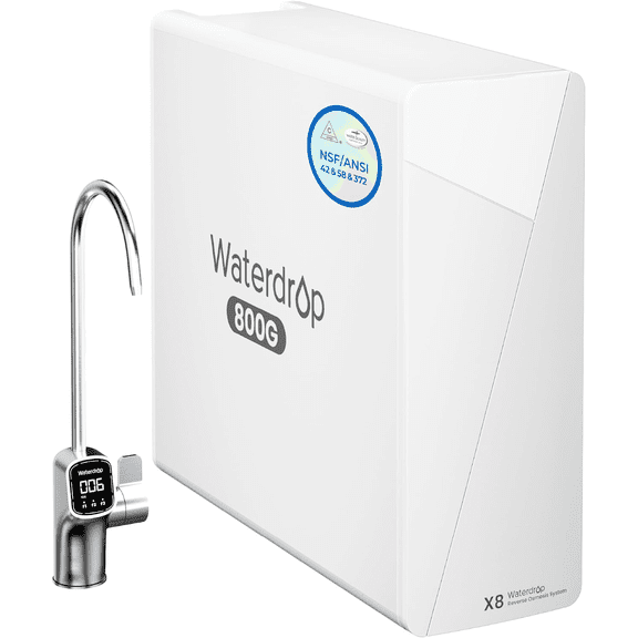 Restored Waterdrop X8-Basic Reverse Osmosis System, 800 GPD Tankless RO Water Filter, 9-Stage Filtration