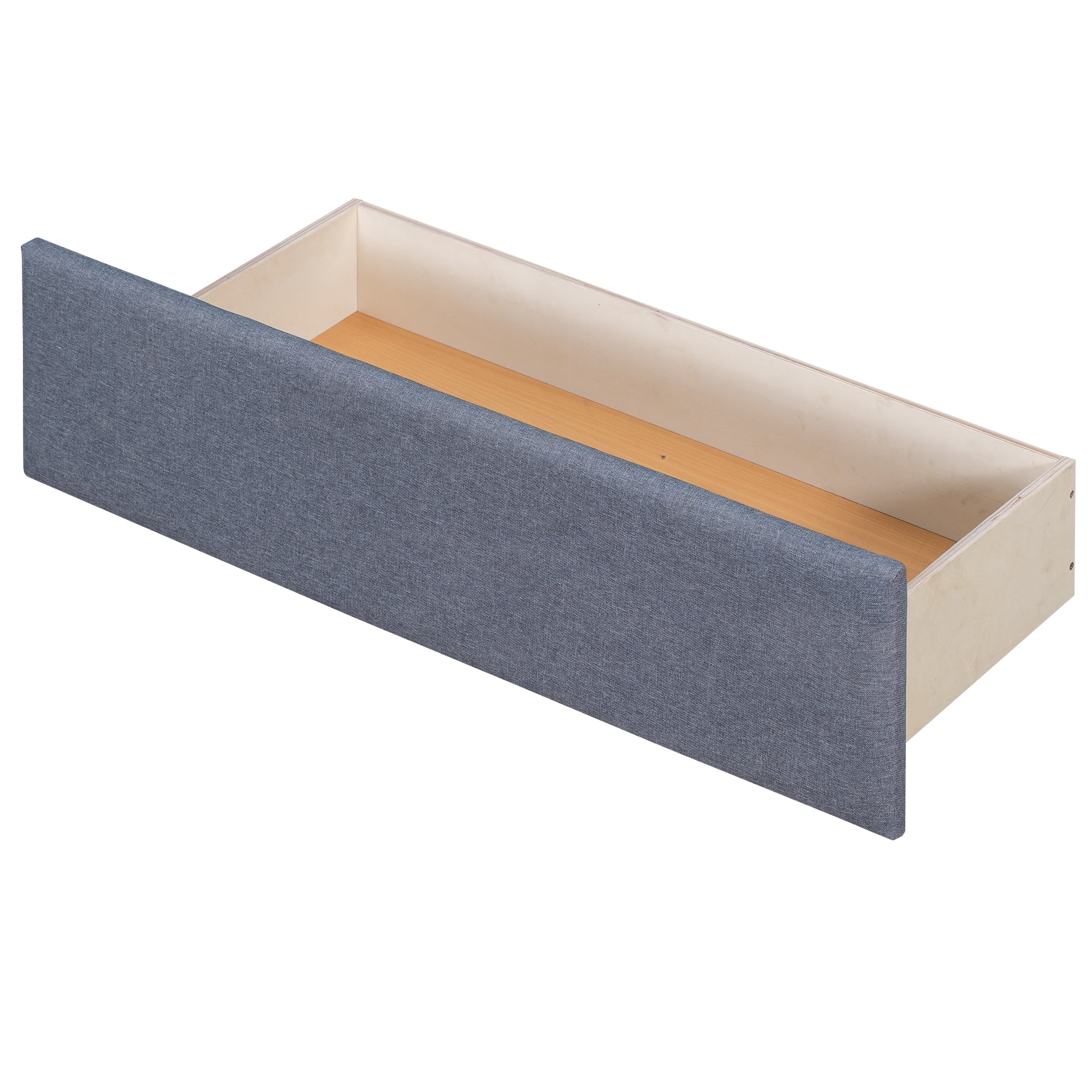 EUROCO Upholstery L-Shaped Twin Platform Bed with Drawers and Trundle,Square Table for Bedroom