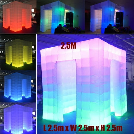 Photo Of Christmas 110V 2 Door 8.2ft Inflatable Multi LED Color Air Pump Photo Booth Tent For Wedding Birthdays Party Christmas Advertising Decor Ornament ()