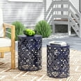 thumbnail image 6 of GDF Studio Verdugo Outdoor Metal Side Tables, Set of 2, Navy Blue, 6 of 7