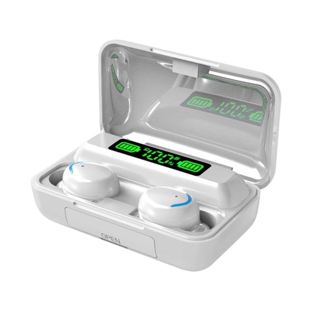 F9-5C Audífonos intrauditivos Pantalla digital Audífonos 5.3 compatibles con Bluetooth (Blanco)