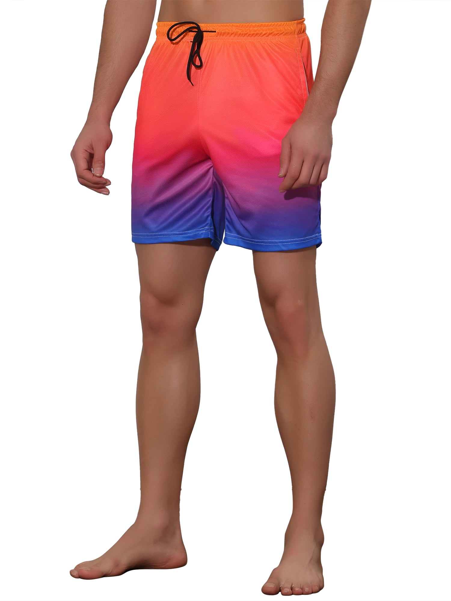 DARING DIVA Men's Color Block Drawstring Beach Board Swim Surfing Shorts 36 Orange