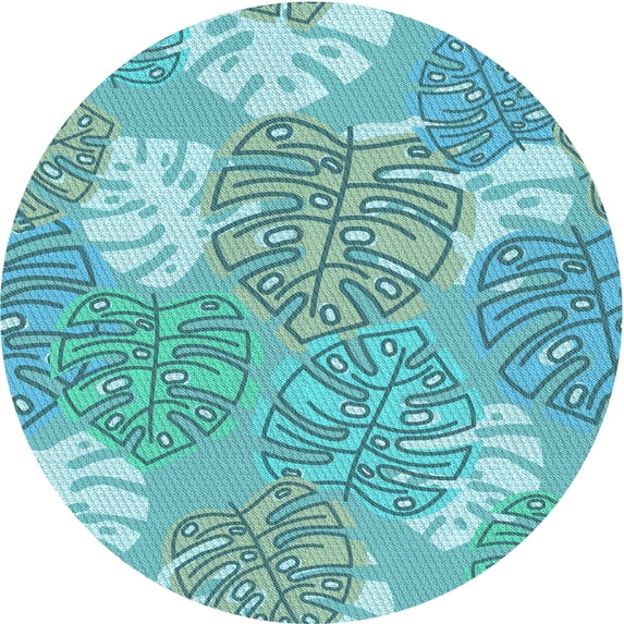 Ahgly Company Indoor Round Patterned Light Sea Green Area Rugs, 6' Round