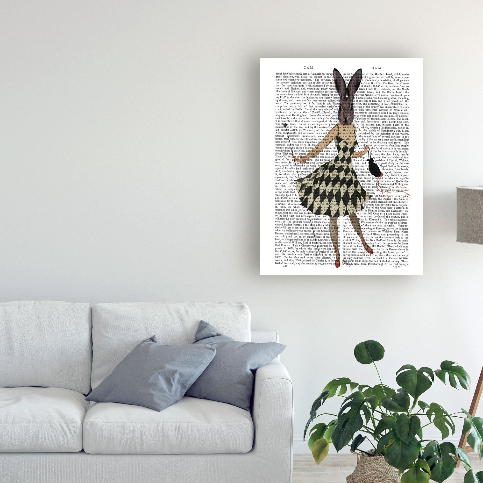 Trademark Fine Art 'Rabbit In Black White Dress' Canvas Art by Fab Funky