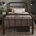 thumbnail image 2 of Allewie Twin Size Metal Platform Bed Frame with Victorian Style Wrought Iron-Art Headboard/Footboard, Antique Gold, 2 of 6