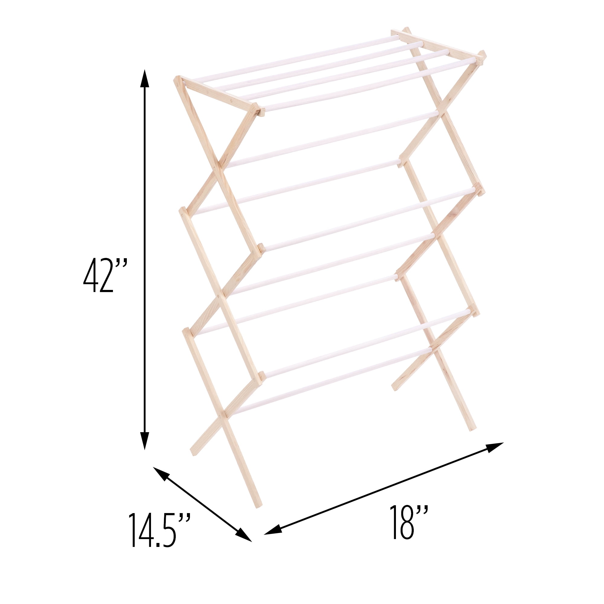 Honey Can Do Folding Wood Accordion Drying Rack, White/Natural