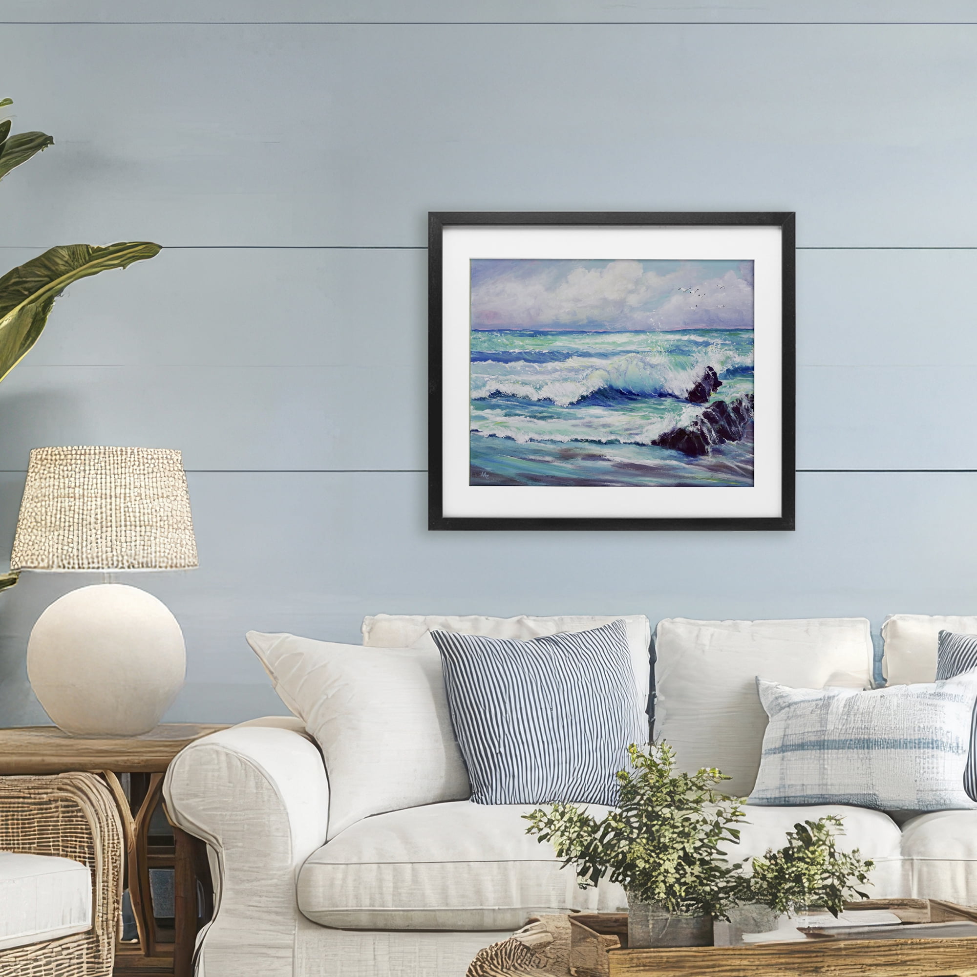 Stupell Industries Down By The Sea Black Framed Print Under Glass, design by Lee Ann Zirbes