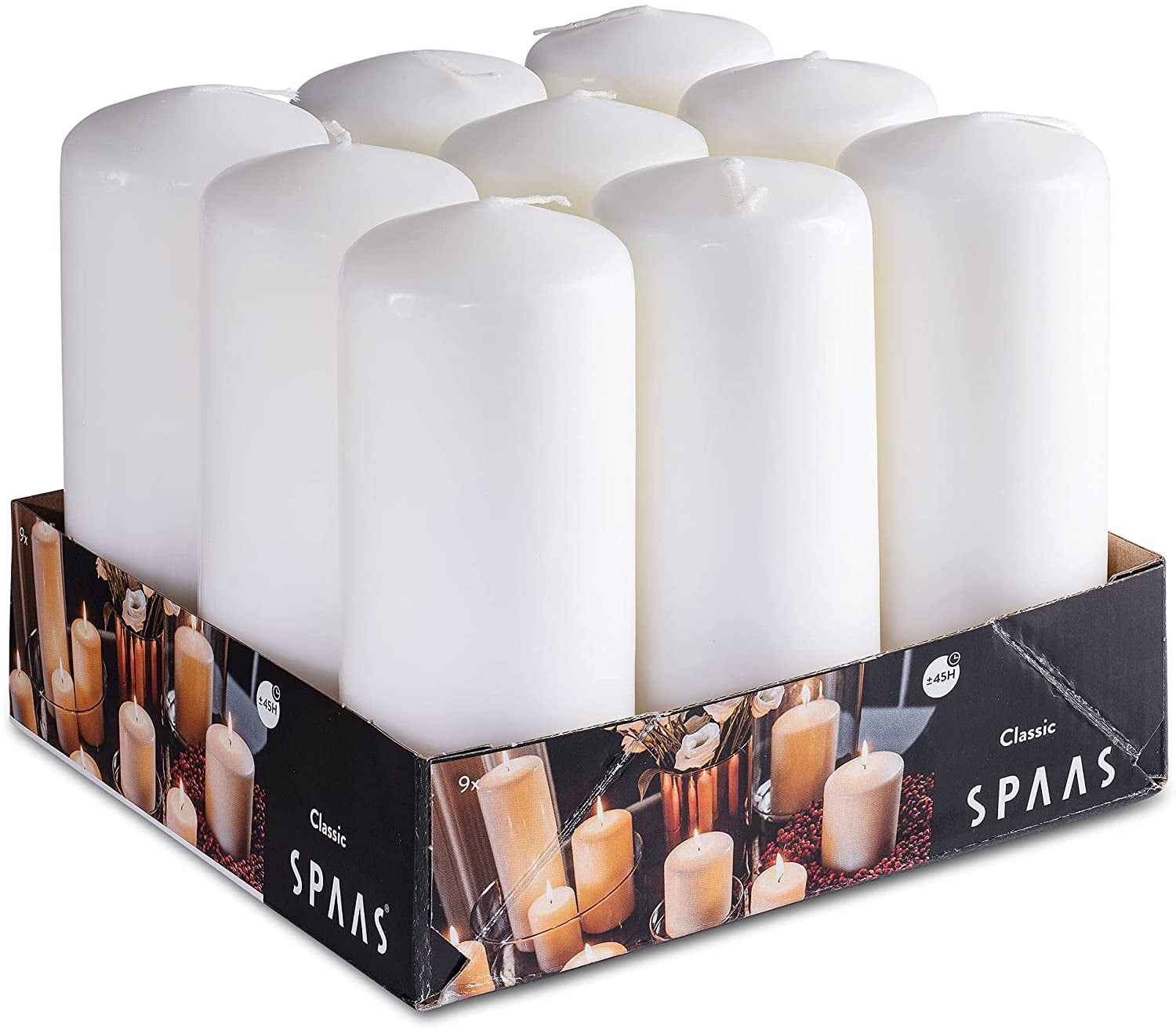 White Pillar Candles 9 Pack 6 Inch Large White Dripless Pillar