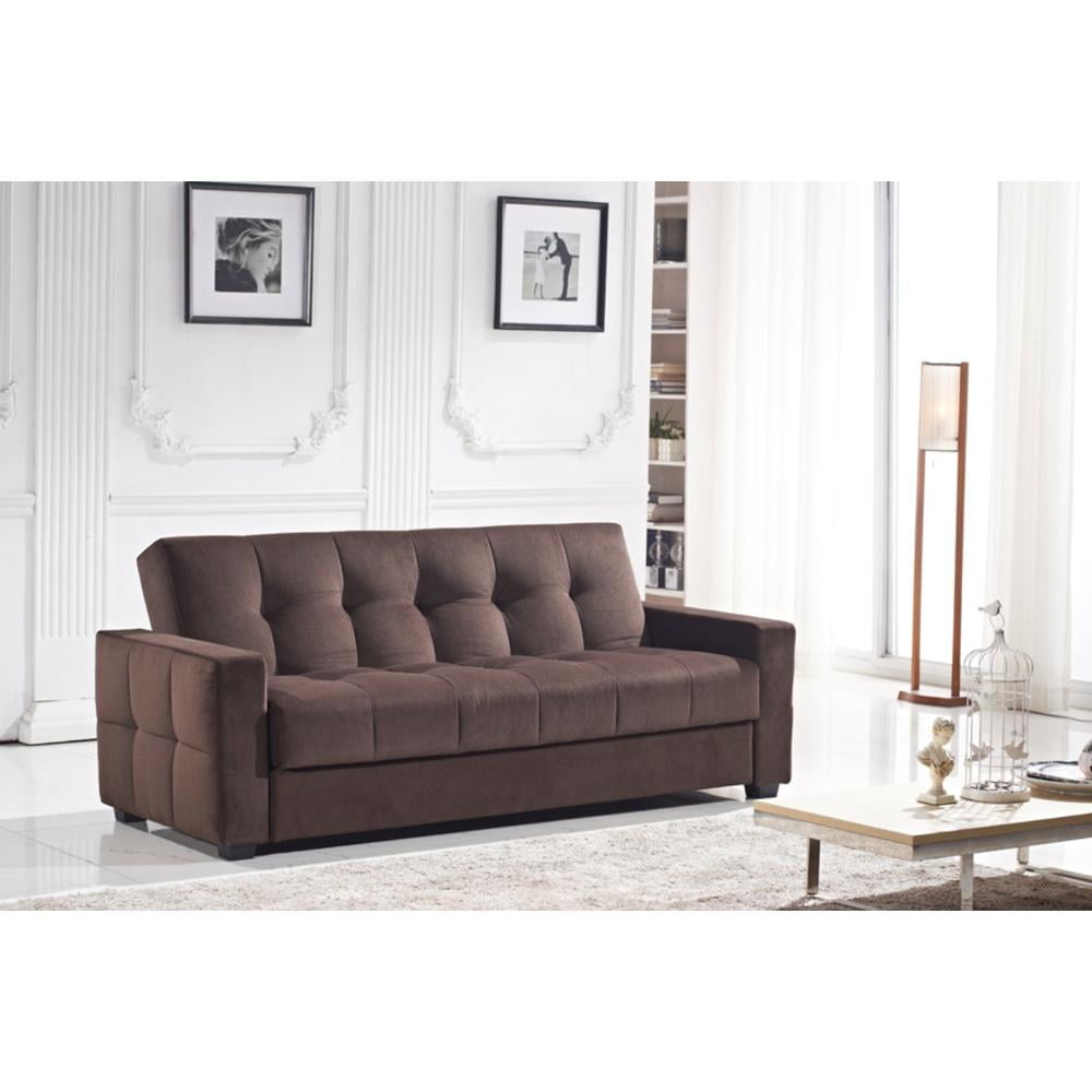 Sofa With Storage And Pocket Coil Spring Cushion, Dark Brown