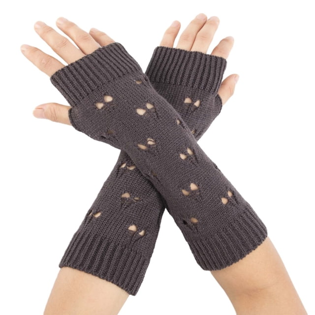 Winter Warm And Fashionable Solid Color Knitted Fingerless Gloves For Men And Women