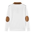 thumbnail image 3 of LNZGNM Men's Quarter Zip Sweaters Suede Patchwork 1/4 Zipper Pullovers Casual Lightweight Long Sleeve Sweatshirt Slim Fit Spring Collared Tops,White 3XL, 3 of 7