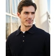 thumbnail image 4 of Kallspin Men's Cotton Knit Polo Sweater Business Casual Long Sleeve Pullover Sweater(Black,Small), 4 of 9