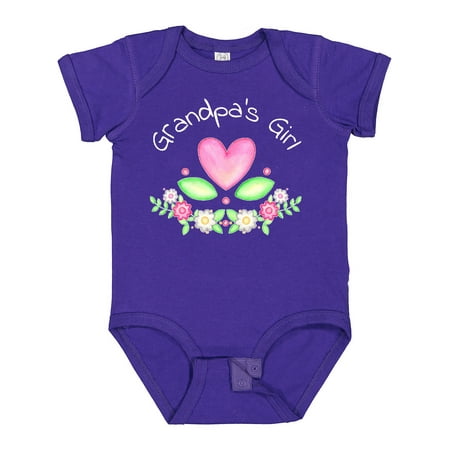 

Inktastic Grandpa s Girl- Heart Flowers Girls Baby Bodysuit