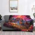thumbnail image 2 of Naloa Lantern Giraffes Magical Forest Flannel Fleece Throw Blanket for Bed Couch, Thick Blanket - All Seasons Suitable for Women, Men and Kids-80"x60", 2 of 6