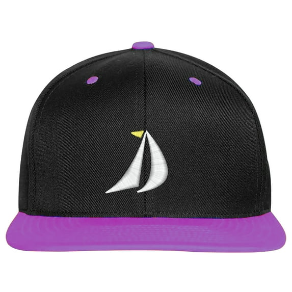Embroidered SailBoat, Mainsail and Geneo Sailing Logo-EM-0050-Black-Purple