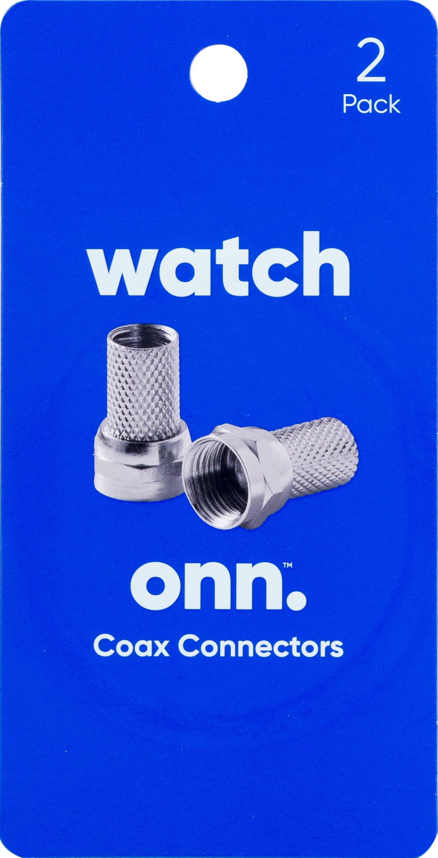 onn. RG6 Coax Twist-On Adapter, F-Type Connectors, 2pk, 100008638