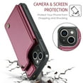thumbnail image 3 of Fun-Casery for iPhone 14 Case with Card Holder, RFID Blocking Wallet Case Durable PU Leather Kickstand Slim Heavy Duty Shockproof Protective Case for iPhone 14,Winered, 3 of 9