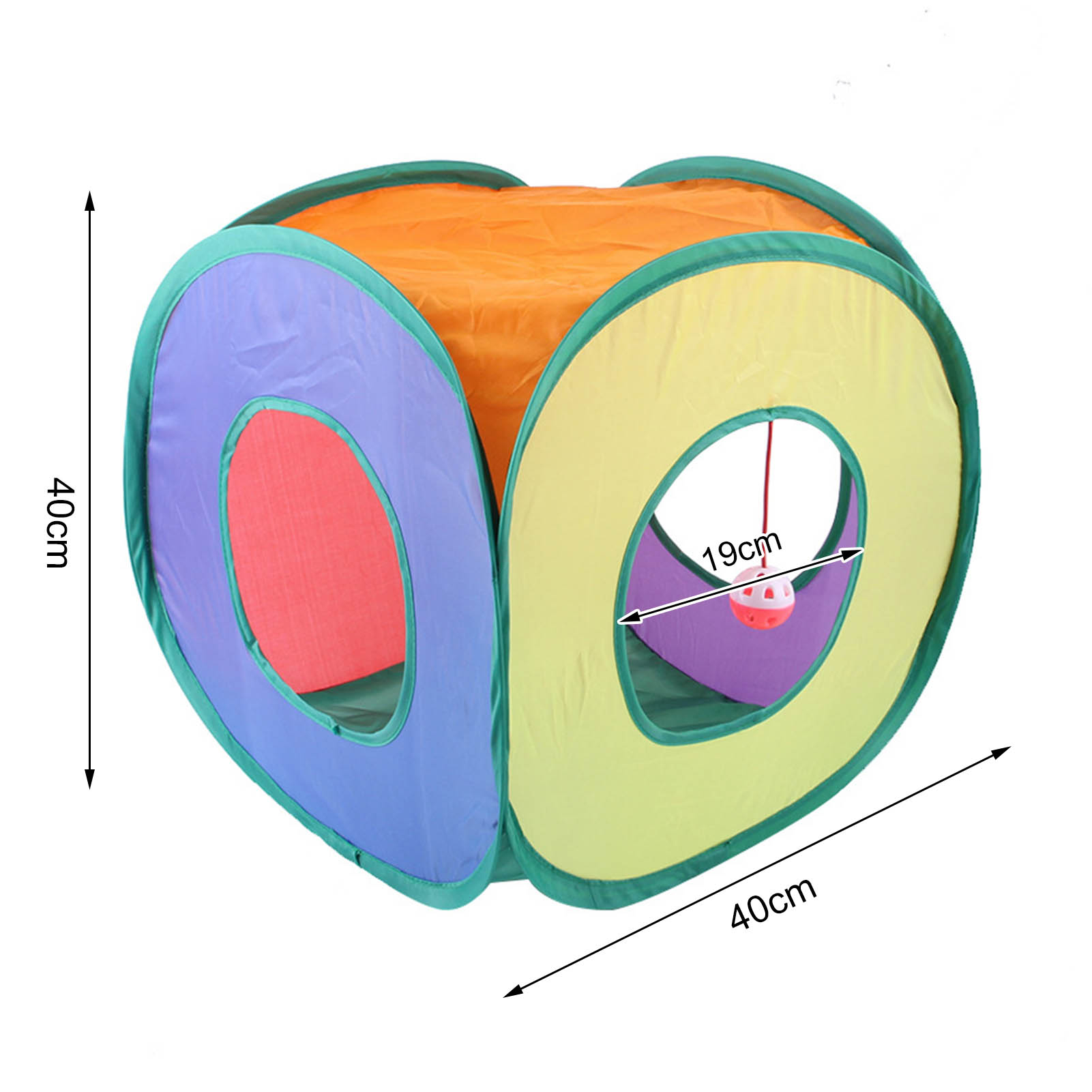DOPI Cat Tube Toy Rainbow Color Relieve Boredom Foldable Square Pet Kitten Tunnel Toy Pet Gift