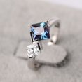 thumbnail image 2 of Unique 2 Stone Ring Sterling Silver Princess Cut Alexandrite Engagement Ring June Birthstone, 2 of 3