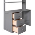 thumbnail image 3 of Kumix Loft Bed Twin Size, Wood Loft Bed with Drawers, Desk, Shelf and Wardrobe for Teens Adults, Heavy Duty Loft Bed with Safety Guardrail and Ladder for Bedroom, Noise-Free, Gray, 3 of 7